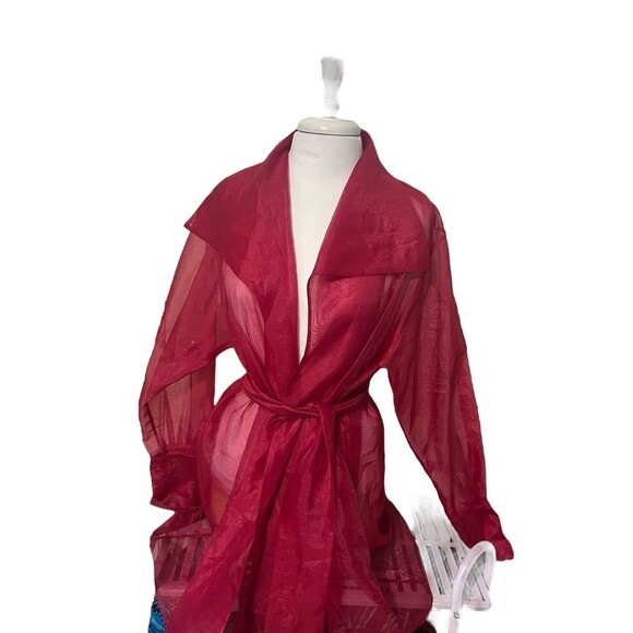 Vintage NWT Victoria Secret Robe OS Red Chiffon Gold Label Sleepwear Babydoll